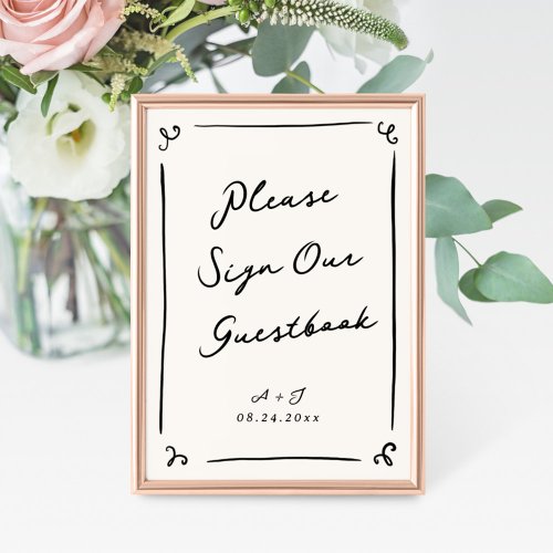 Whimsical Hand Drawn Wedding Guestbook Sign