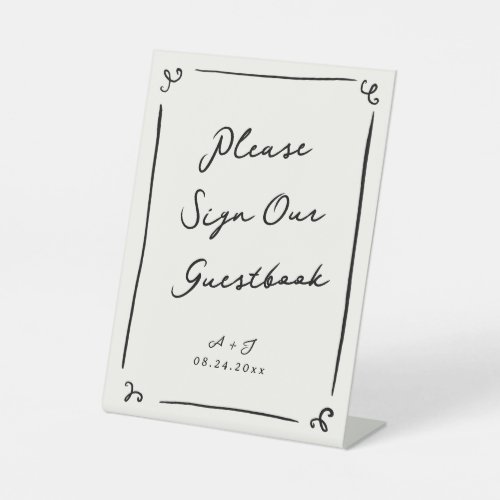 Whimsical Hand Drawn Wedding Guestbook Sign