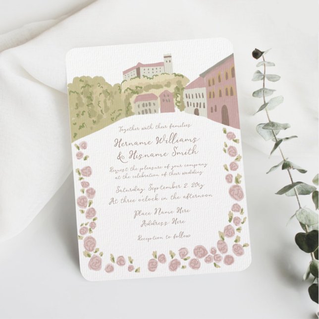 Whimsical Hand Drawn Wedding in Ljubljana Wedding Invitation (Creator Uploaded)