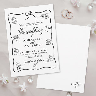 Whimsical Hand Drawn Wedding Invitation