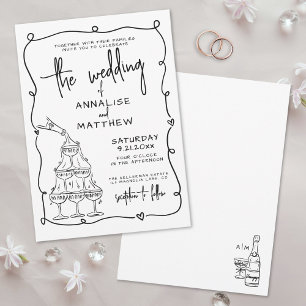 Whimsical Hand Drawn Wedding Invitation