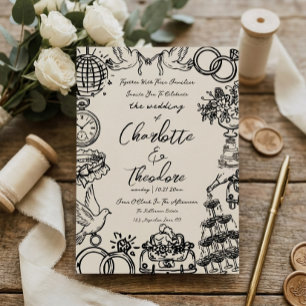 Whimsical Hand-Drawn Wedding Invitation Creative