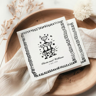 Whimsical Hand Drawn Wedding Monogram Napkins
