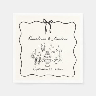 Whimsical, hand drawn wedding napkins