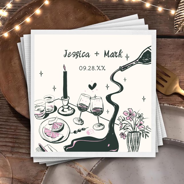 Whimsical Hand Drawn Wedding Napkins (Creator Uploaded)