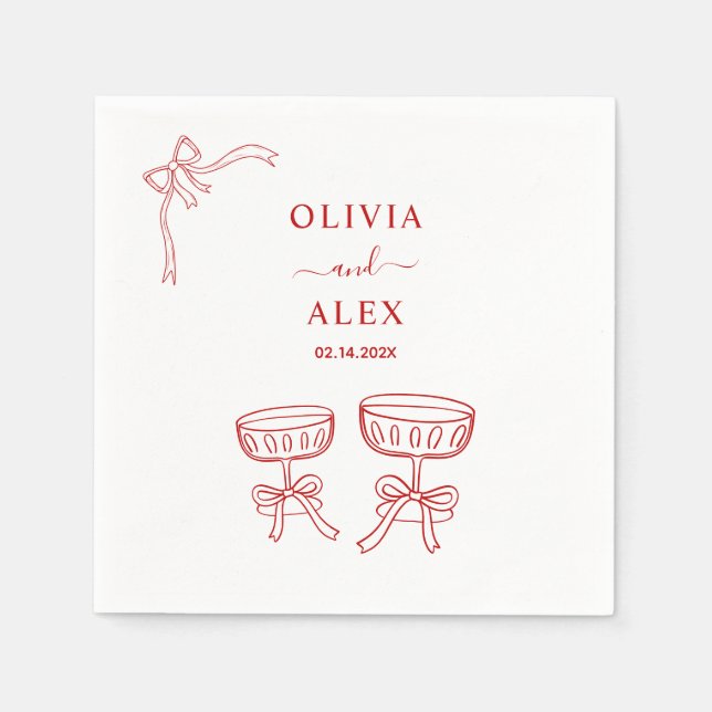 Whimsical Hand Drawn Wedding  Napkins (Front)