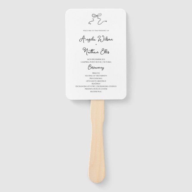 Whimsical Hand drawn Wedding Program Fan (Front)