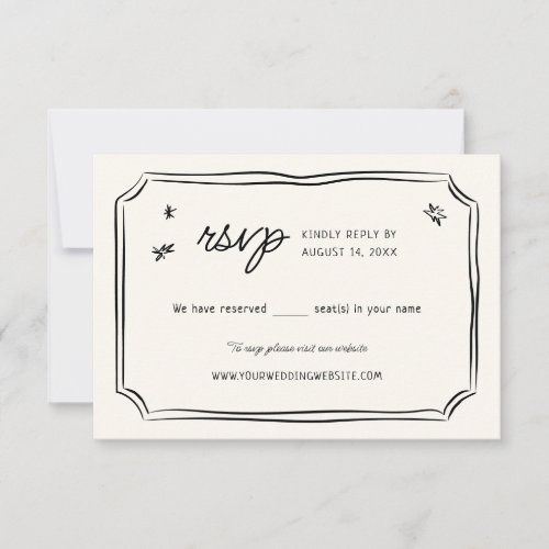 Whimsical Hand Drawn Wedding Quirky RSVP Cards