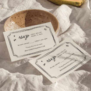 Whimsical Hand Drawn Wedding Quirky RSVP Cards