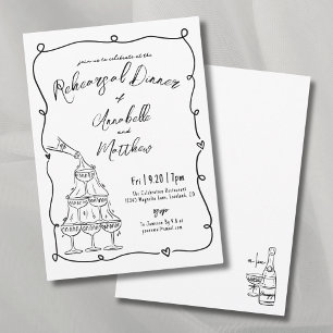 Whimsical Hand Drawn Wedding Rehearsal Dinner Invitation