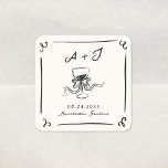 Whimsical Hand Drawn Wedding Square Sticker<br><div class="desc">This adorable design features hand drawn elements and a whimsical bold text.</div>