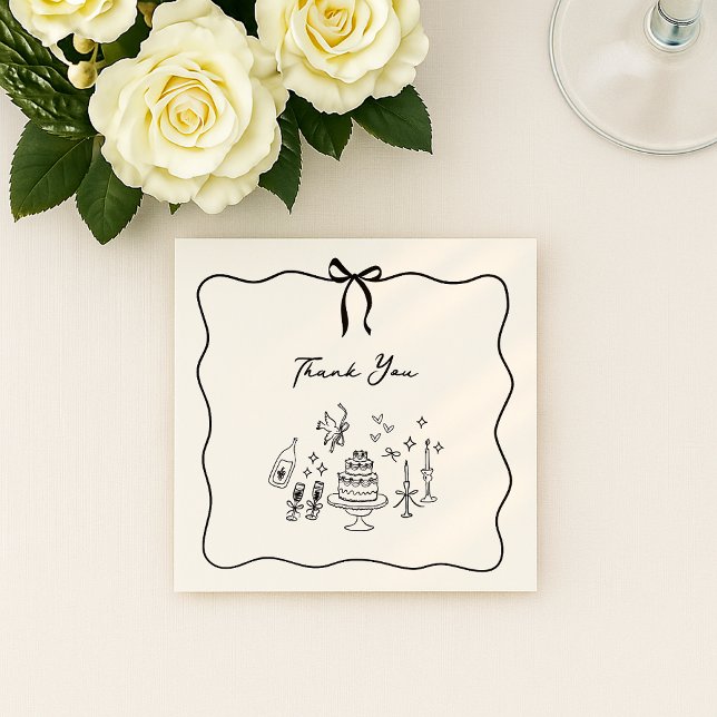 Whimsical, hand drawn wedding thank you card (Creator Uploaded)