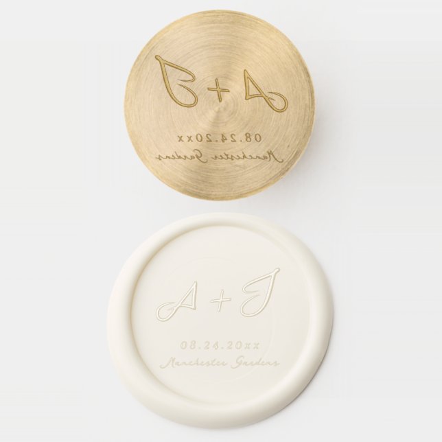 Whimsical Hand Drawn Wedding Wax Seal Stamp (Stamped)