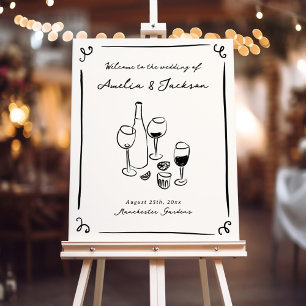 Whimsical Hand Drawn Wedding Welcome Foam Board