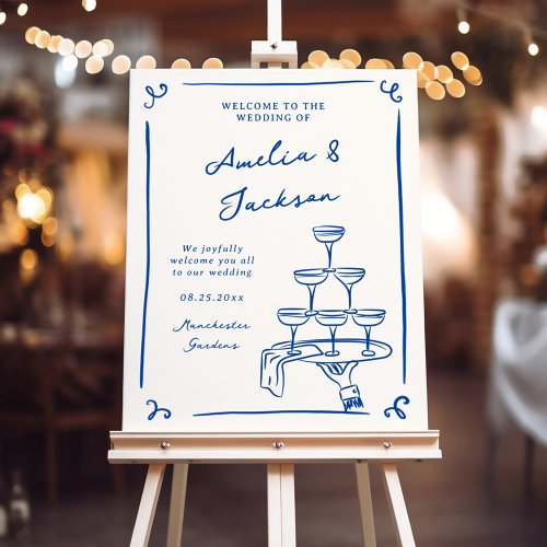 Whimsical Hand Drawn Welcome Wedding Foam Board