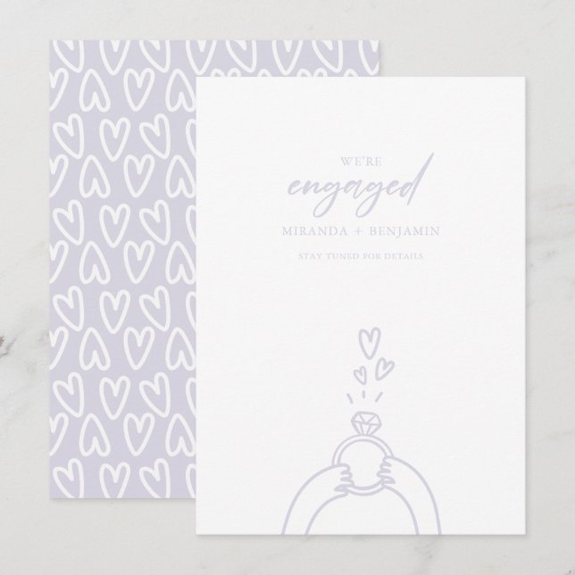 Whimsical Hand Drawn We're Engaged Announcement (Front/Back)