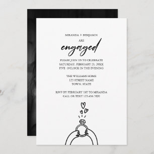 Whimsical Hand Drawn We're Engaged Photo Invitation