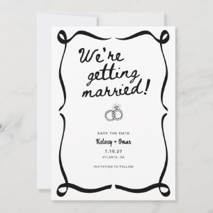 Whimsical Hand Drawn We're Getting Married Invitation