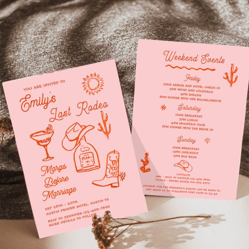 Whimsical Hand Drawn Western Bachelorette Party Invitation