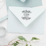Whimsical Hand-Drawn Wildflowers Greenery Rubber Stamp<br><div class="desc">Beautiful floral address stamp with your name and address in charming fonts surrounded by hand-drawn flowers and greenery.</div>