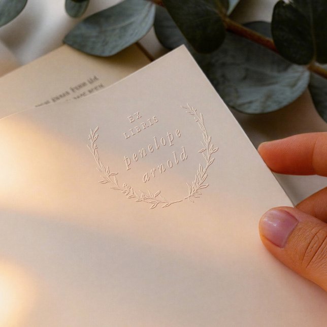 Whimsical Hand Drawn Wreath Ex Libris Book Embosser (Creator Uploaded)