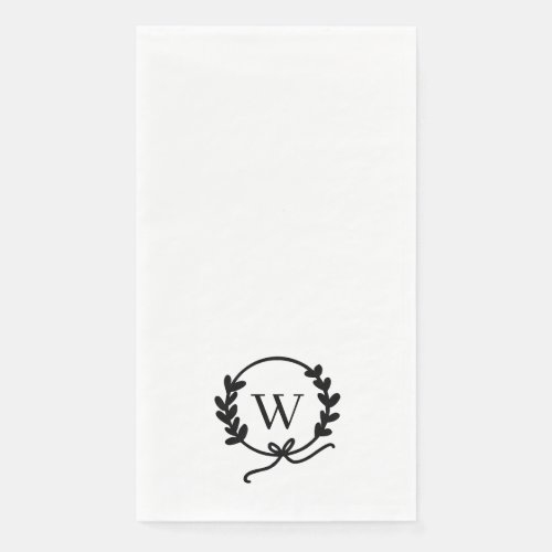 Whimsical Hand_Drawn Wreath Monogram Paper Guest Towels