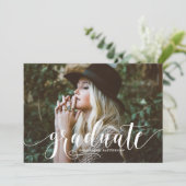 Whimsical Hand Lettered Floral Photo Graduation Invitation (Standing Front)