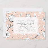 Whimsical Hand Lettered Floral Photo Graduation Invitation (Back)