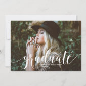Whimsical Hand Lettered Floral Photo Graduation Invitation (Front)