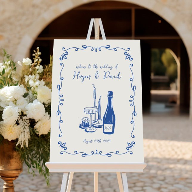 Whimsical Hand Lettered Illustrated Dinner Wedding Foam Board (Creator Uploaded)