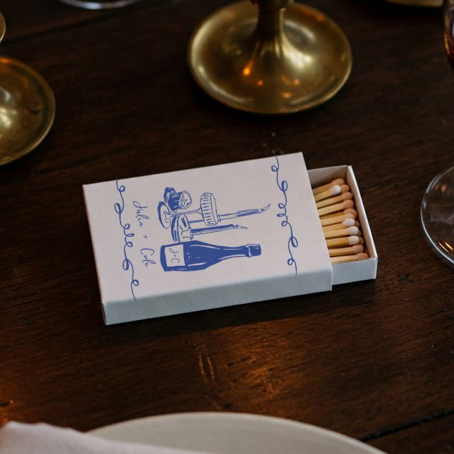 Whimsical Hand Lettered Illustrated Dinner Wedding Matchboxes (Creator Uploaded)