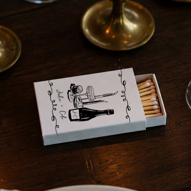 Whimsical Hand Lettered Illustrated Dinner Wedding Matchboxes (Creator Uploaded)
