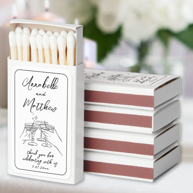Whimsical Hand Lettered Illustrated Wedding Matchboxes (Whimsical Hand Lettered Illustrated Wedding Matchboxes)