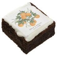 Whimsical Hand-painted Botanical Oranges Wedding Brownie at Zazzle