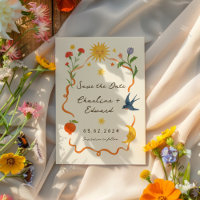 Whimsical Hand-Painted Handwritten Sun and Moon