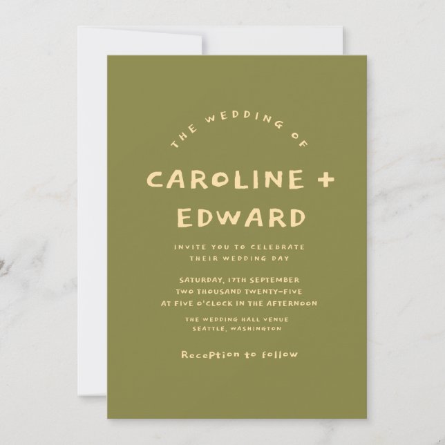 Whimsical handdrawn Bold colorful wedding  Invitation (Front)