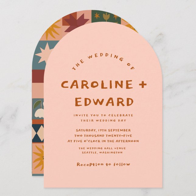 Whimsical handdrawn Bold colorful wedding  Invitation (Creator Uploaded)