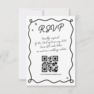 Whimsical Handdrawn Wedding QR Code Kindly Respond RSVP Card