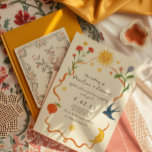 Whimsical handpainted Drawing Wedding  Invitation