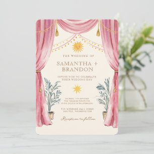 Whimsical handpainted Floral Folk Wedding  Invitat Invitation
