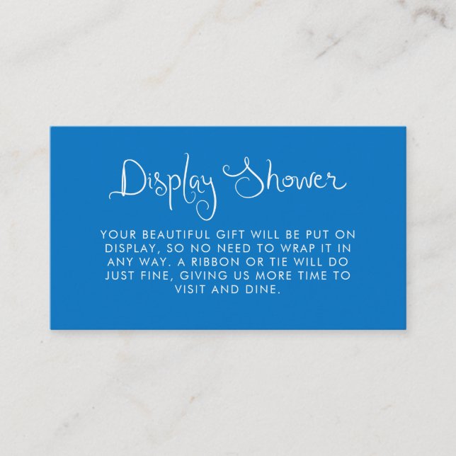 Whimsical Handwritten Blue Display Shower Enclosure Card (Front)