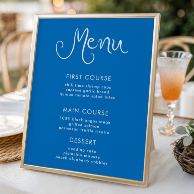 Whimsical Handwritten Blue Menu Poster (Creator Uploaded)
