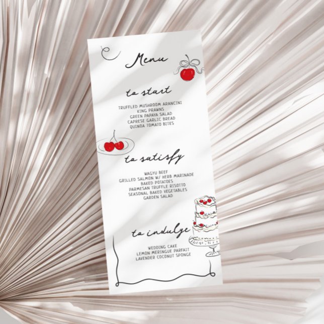 Whimsical Handwritten Cherry Themed Wedding Menu (Creator Uploaded)