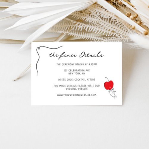 Whimsical Handwritten Cherry Wedding Details Enclosure Card