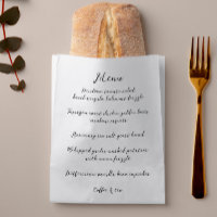 Whimsical Handwritten Custom Menu Bakery Bag