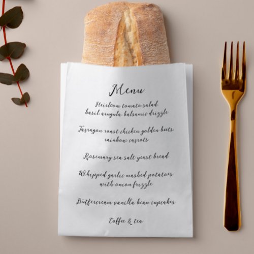 Whimsical Handwritten Custom Menu Bakery Bag