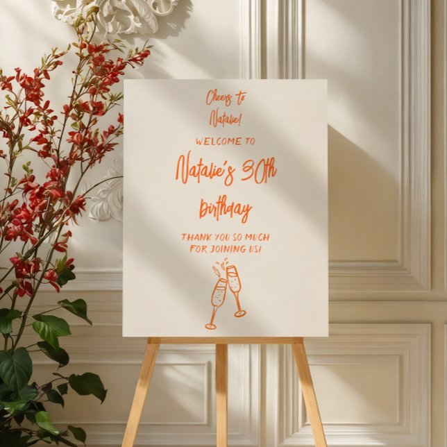 Whimsical Handwritten Drawn Birthday Party Welcome Foam Board (Creator Uploaded)