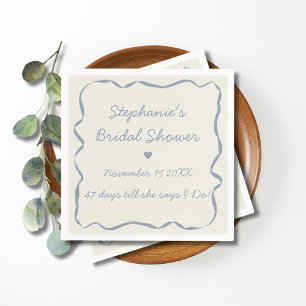 Whimsical Handwritten Dusty Blue Bridal Shower Napkins