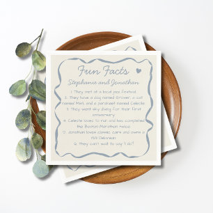 Whimsical Handwritten Dusty Blue Fun Facts Couples Napkins
