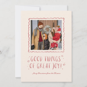 Whimsical Handwritten Good Tidings Christmas Holiday Card